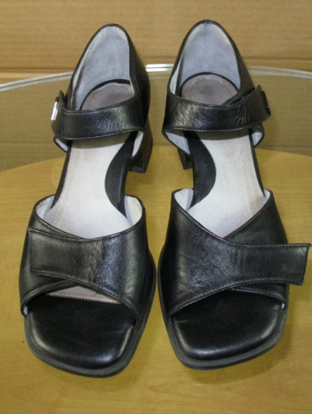 Beautifeel Open Toe Mary Jane Heels Black Leather Women's US Size 7